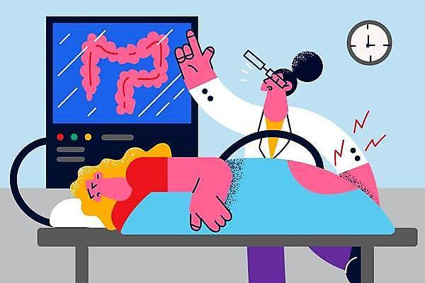 EPS 해외이미지 전신 여자 일러스트 의학 병원 성인 두명 모니터 진료 환자 의사 가리킴 질병 확인 대장 대장내시경 성인여자만 해외일러스트 사람 손짓 컴퓨터 의료진 장기_의학 내시경 여자만 성인만 파일형식 벡터 이미지허브