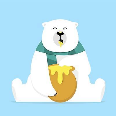 EPS 해외이미지 한마리 일러스트 사람없음 목도리 먹기 북극곰 꿀 꿀단지 해외일러스트 1 잡화 곰 모션 파일형식 벡터 이미지허브