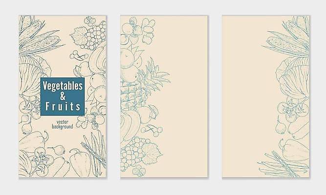 EPS 해외이미지 포스터 채소 과일 일러스트 방울토마토 포도 파프리카 바나나 옥수수 사람없음 초록색 세트 당근 사과 라인아트 살구색 해외일러스트 선 컬러 토마토 곡류 뿌리채소 파일형식 벡터 이미지허브