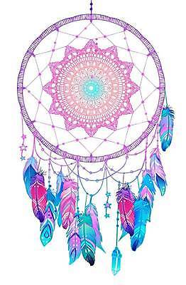 EPS 해외이미지 분홍색 일러스트 사람없음 파란색 꿈 보석 라인아트 깃털 만다라 보헤미아 히피 드림캐쳐 해외일러스트 선 컬러 장식 광석 파일형식 벡터 이미지허브