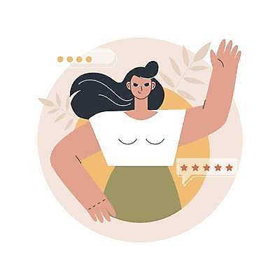 EPS 해외이미지 라이프스타일 여자 말풍선 일러스트 한명 미소 상반신 성인 손들기 별점 성인여자한명만 해외일러스트 1 모션 표정 사람 생활 점수 평가 여자한명만 성인여자만 파일형식 벡터 이미지허브