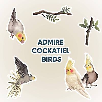 EPS 해외이미지 스티커 여러마리 일러스트 조류 나뭇잎 사람없음 나뭇가지 손그림 엘리먼트 왕관앵무새 해외일러스트 나무 동물 다수 잎 앵무새 파일형식 벡터 이미지허브