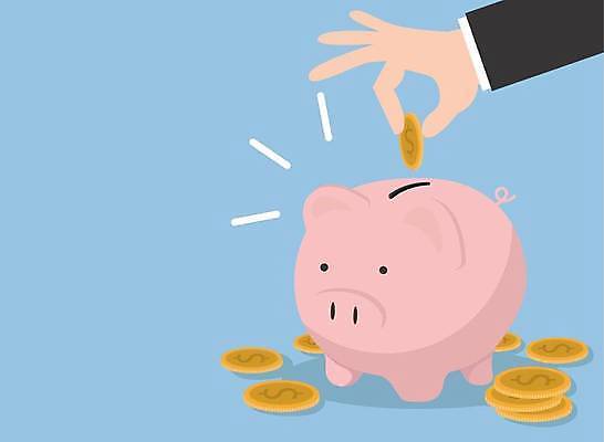 EPS 해외이미지 손 일러스트 들기 신체부위 파란색 달러 동전 저축 돼지저금통 투자 해외일러스트 컬러 돈 비즈니스 모션 사람 금융 저금통 파일형식 벡터 이미지허브