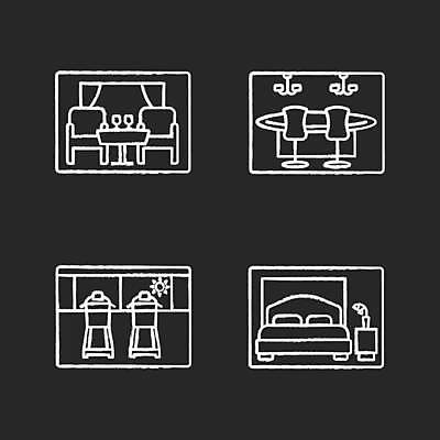 EPS 해외이미지 의자 일러스트 검은배경 사람없음 내부 레스토랑 공간 침대 유람선 카지노 분필 런닝머신 해외일러스트 가구 백그라운드 배_교통 식당 운동기구 검은색 도박 초크 파일형식 벡터 이미지허브