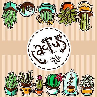 EPS 해외이미지 디자인 꽃 일러스트 선인장 사람없음 수집 엘리먼트 해외일러스트 식물 파일형식 벡터 이미지허브