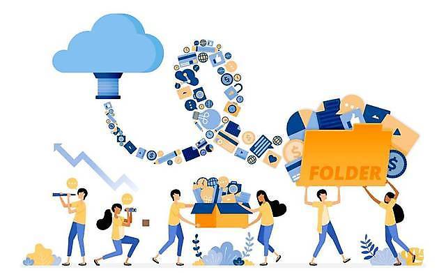 EPS 해외이미지 전신 여자 남자 화살표 잎 일러스트 비즈니스 여러명 성인 상자 노란색 망원경 스마트 파일 성인만 해외일러스트 식물 컬러 다수 컨셉 사람 파일형식 벡터 이미지허브