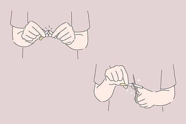 EPS 해외이미지 손 일러스트 담배 건강 신체부위 잡기 자르기 금연 격파 해외일러스트 캠페인 모션 사람 사회이슈 파일형식 벡터 이미지허브