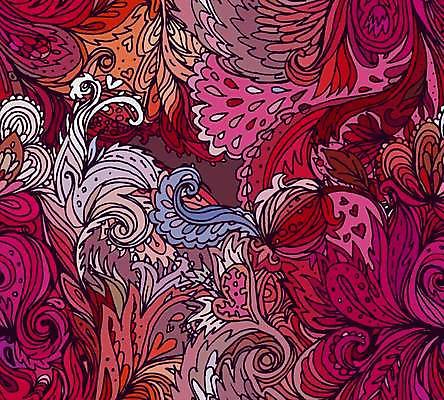 EPS 해외이미지 디자인 분홍색 백그라운드 일러스트 미술 사람없음 화려 페이즐리 스타일 해외일러스트 컬러 컨셉 무늬 문화예술 파일형식 벡터 이미지허브