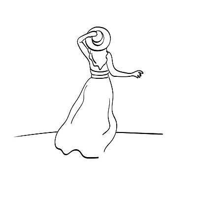 EPS 해외이미지 라이프스타일 드레스 여자 행복 여행 라인일러스트 일러스트 휴가 한명 서기 성인 잡기 스케치 라인아트 손그림 성인여자한명만 해외일러스트 1 옷 감정 선 모션 미술 사람 생활 여자한명만 성인여자만 파일형식 벡터 이미지허브