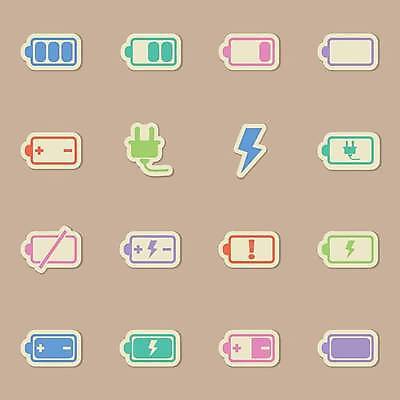 EPS 해외이미지 스티커 일러스트 사람없음 세트 컬러풀 라벨 플러그 건전지 충전 번개모양 해외일러스트 모양 컬러 프레임 번개 파일형식 벡터 이미지허브