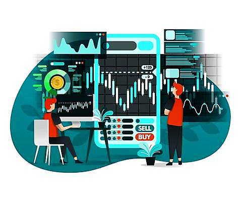 EPS 해외이미지 전신 남자 화초 의자 일러스트 비즈니스 그래프 앉기 성인 두명 스마트폰 모니터 구매 주식 책상 분석 투자 매각 성인남자만 해외일러스트 식물 가구 컨셉 모션 사람 금융 핸드폰 스마트기기 쇼핑 컴퓨터 남자만 성인만 파일형식 벡터 이미지허브