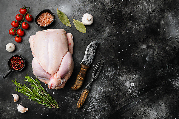 포토 JPG 해외이미지 포크 방울토마토 마늘 생고기 사람없음 닭고기 나이프 생닭 카피스페이스 해외포토 식기 토마토 채소 육류 공백 닭 칼 파일형식 이미지허브