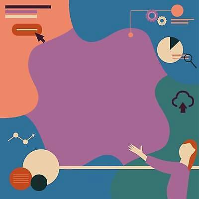 EPS 해외이미지 여자 화살표 백그라운드 일러스트 비즈니스 돋보기 아이디어 한명 상반신 성인 보라색 톱니바퀴 커서 성인여자한명만 카피스페이스 해외일러스트 1 컬러 컨셉 사람 공백 여자한명만 성인여자만 파일형식 벡터 이미지허브