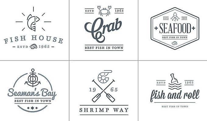 EPS 해외이미지 디자인 바다 일러스트 새우 어류 사람없음 세트 라벨 해물요리 게 병 심볼 해산물 노 튜브 닻 해외일러스트 식기 음식 프레임 갑각류 수중동물 선박 파일형식 벡터 이미지허브