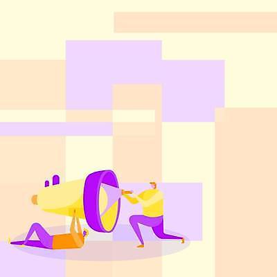 EPS 해외이미지 전신 도형 남자 일러스트 들기 성인 두명 눕기 노란색 보라색 확성기 외침 손전등 잡기 무릎꿇기 알림 성인남자만 무릎구부리기 카피스페이스 해외일러스트 컬러 포즈 모션 조명 사람 소리 공백 남자만 성인만 파일형식 벡터 이미지허브