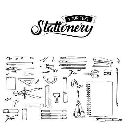 EPS 해외이미지 템플릿 선 스티커 일러스트 버튼 문구용품 자 팜플렛 세트 사무실 연필 펜 쪽지 공책 페인트 붓 압정 낙서 스케치 수집 라인아트 지우개 크레파스 클립 손그림 고무 형광펜 해외일러스트 비즈니스 학용품 미술 필기구 사무용품 오브젝트 파일형식 벡터 이미지허브