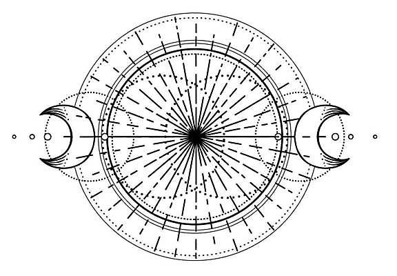 EPS 해외이미지 여자 종교 일러스트 새로움 흑백 수확 달 야간 초승달 신비 문신 가득함 심볼 사인 마녀 윤곽 점성술 신성 마법 천국 고립 엘리먼트 여신 스타일 해외일러스트 자연요소 컨셉 농업 촬영기법 사람 파일형식 벡터 이미지허브