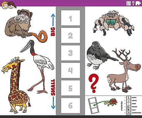 EPS 해외이미지 동물 템플릿 디자인 교육 어린이 일러스트 종류 취미 그래픽 학습 유치원 게임 원숭이 퍼즐 수수께끼 어플리케이션 작음 큼 만화 기린 그림 거미 질서 문제집 해결 발견 대답 해외일러스트 곤충 포유류 놀이 사람 책 예절 크기 파일형식 벡터 이미지허브