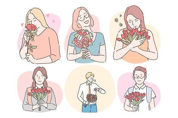 EPS 해외이미지 캐릭터 디자인 배너 여자 기념일 꽃 행복 꽃다발 컨셉 꽃무늬 데이트 일러스트 관계 엄마 휴가 발렌타인데이 선물 사랑 미소 사람 그래픽 장미 놀람 봄 낭만 축하 표현 인사 잡기 생일 날짜 플랫 맛 만화 다발 주기 초대 고립 해외일러스트 일러캐릭터 식물 계절 감정 무늬 가족 모션 데이이벤트 표정 이벤트 예절 파일형식 벡터 이미지허브