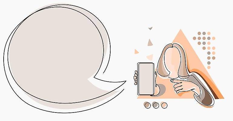 EPS 해외이미지 말풍선 일러스트 프레임 사람모양 들기 사람없음 스마트폰 가리킴 삼각형 라인아트 살구색 카피스페이스 해외일러스트 모양 도형 선 컬러 모션 손짓 핸드폰 스마트기기 공백 파일형식 벡터 이미지허브