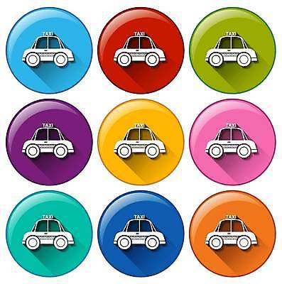 EPS 해외이미지 교통수단 일러스트 사람없음 세트 컬러풀 원형 택시 해외일러스트 도형 컬러 교통 승용차 자동차 파일형식 벡터 이미지허브
