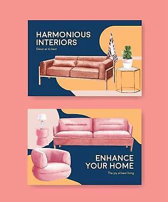 EPS 해외이미지 화분 분홍색 가구 일러스트 사람없음 내부 소파 스탠드 고급 해외일러스트 컬러 생활용품 컨셉 의자 조명 파일형식 벡터 이미지허브