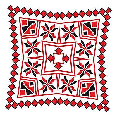 EPS 해외이미지 전통 디자인 무늬 일러스트 추상 사람없음 빨간색 눈송이 자수 해외일러스트 컬러 눈_날씨 파일형식 벡터 이미지허브