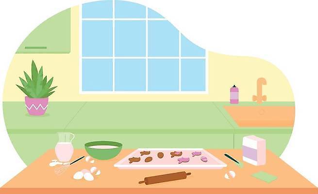 EPS 해외이미지 일러스트 주방용품 요리 사람없음 쿠키 주방 굽기 제빵 해외일러스트 생활용품 디저트 제과제빵 구이 파일형식 벡터 이미지허브