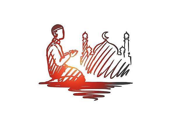 EPS 해외이미지 전통 디자인 종교 문화 백그라운드 컨셉 일러스트 사람 소년 건물 달 흰색 기도 축하 이슬람교 스케치 심볼 사인 모스크 손그림 신성 사우디아라비아 고립 두바이 라마단 신앙심 아랍어 해외일러스트 자연요소 건축물 남자 어린이 컬러 중동 미술 아랍에미리트 파일형식 벡터 건축 나라 문화예술 이미지허브