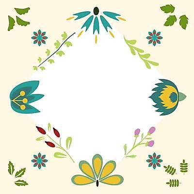 EPS 해외이미지 꽃 잎 일러스트 사람없음 마름모 꽃프레임 연노랑색 해외일러스트 도형 식물 프레임 노란색 파일형식 벡터 이미지허브