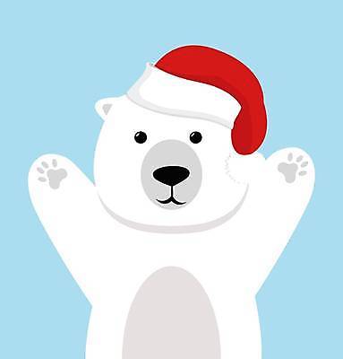 EPS 해외이미지 한마리 일러스트 산타모자 사람없음 파란색 만세 12월 북극곰 해외일러스트 모자_잡화 1 컬러 크리스마스 곰 모션 날짜 파일형식 벡터 이미지허브