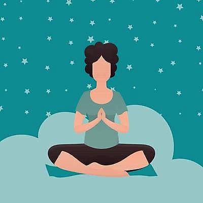 EPS 해외이미지 전신 우먼라이프 여자 별 일러스트 요가 휴식 건강 한명 성인 오 편안함 명상 가부좌 청록색 합장 성인여자한명만 해외일러스트 자연요소 1 라이프스타일 웰빙 컬러 컨셉 사람 앉기 손짓 감각 여자한명만 성인여자만 파일형식 벡터 이미지허브
