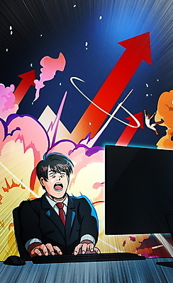 PSD 남자 화살표 일러스트 한명 정장 상반신 성인 컴퓨터 모니터 놀람 키보드 마우스 비즈니스맨 유머 주식 폭발 재테크 확인 상승 서프라이즈 카툰스타일 깜짝 주가상승 주식투자 성인남자한명만 가상화폐 떡상 깜놀 국내일러스트 1 옷 감정 컨셉 돈 비즈니스 표정 사람 금융 전자제품 컴퓨터용품 직장인 투자 신조어 약어 남자한명만 성인남자만 파일형식 유행어