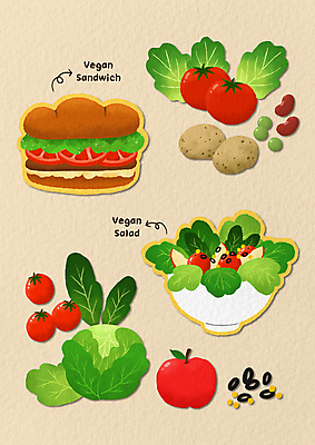 PSD 토마토 채소 일러스트 방울토마토 감자 샌드위치 사람없음 샐러드 양상추 사과 올리브 완두콩 채식 강낭콩 비건 비건음식 국내일러스트 열매 음식 과일 콩 채식주의자 파일형식
