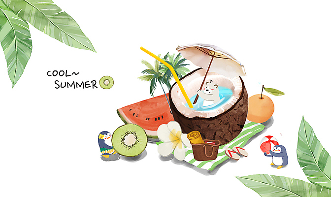 PSD 동물캐릭터 가방 일러스트 곰 수박 키위 빨대 세마리 사람없음 여름 야자수 파라솔 쪼리 비치볼 돗자리 펭귄 복숭아 플루메리아 코코넛 비치백 열대잎 코코넛주스 국내일러스트 일러캐릭터 나무 동물 캐릭터 잡화 계절 꽃 잎 과일 공 포유류 조류 바캉스용품 3 주스 샌들 파일형식 가방_잡화