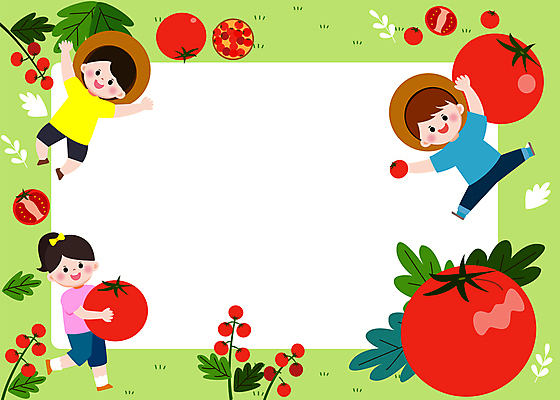 전신 모자 여자 남자 어린이 줄기 잎 토마토 일러스트 방울토마토 단면 프레임 들기 소녀 소년 세명 연두색 만세 체험 농장체험 어린이만 국내일러스트 AI파일 식물 잡화 컨셉 채소 모션 사람 초록색 농장 체험학습 파일형식 벡터