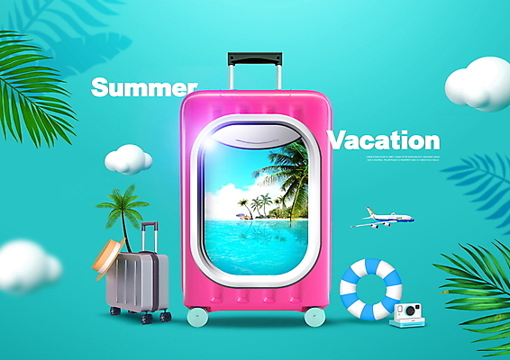 PSD 구름 편집이미지 모자 바다 여행 하늘색 창문 비행기 그림자 사람없음 여름 여름휴가 바캉스 야자수 카메라 캐리어 휴양지 튜브 야자수잎 이미지편집 자연요소 나무 잡화 계절 잎 항공교통 휴가 대중교통 파란색 전자제품 여행가방 장소 파일형식 여름_계절