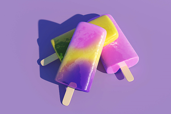 PSD 편집 편집이미지 아이스크림 여름음식 그림자 사람없음 여름 3D 쌓기 보라색 세개 달콤 디지털합성 그라데이션 마블링 막대아이스크림 편집소스 편집3D 계절 음식 컬러 모션 디저트 3 맛 파일형식 여름_계절