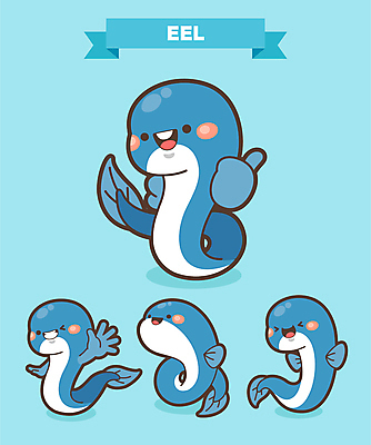 여러마리 일러스트 윙크 웃음 사람없음 파란색 축제 장어 특산물 손인사 따봉 어류캐릭터 특산물캐릭터 지역축제 장어캐릭터 대한민국축제 장어축제 일러캐릭터 AI파일 캐릭터 컬러 동물캐릭터 다수 표정 어류 인사 최고 파일형식 벡터