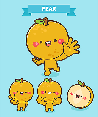 일러스트 단면 윙크 서기 웃음 사람없음 파란색 축제 배 손내밀기 브이 특산물 손인사 과일캐릭터 특산물캐릭터 배캐릭터 지역축제 대한민국축제 일러캐릭터 AI파일 캐릭터 컬러 과일 모션 표정 손짓 인사 파일형식 벡터