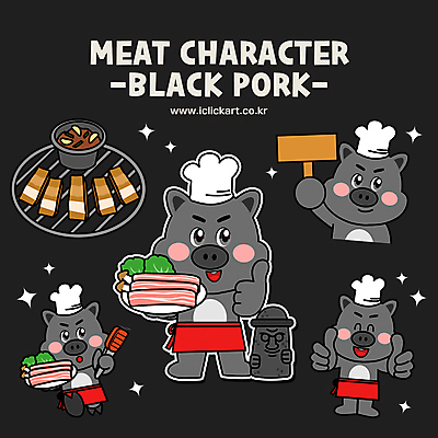 동물캐릭터 여러마리 일러스트 집게 요리사모자 생고기 돼지고기 서기 웃음 들기 사람없음 걷기 앞치마 팻말 소스 그릴 돌하르방 돼지캐릭터 따봉 제주흑돼지 흑돼지 월간캐릭터 일러캐릭터 AI파일 동물 캐릭터 모자_잡화 다수 모션 주방용품 프레임 표정 육류 제주도 요리사 최고 돼지 양념 특산물 파일형식 벡터