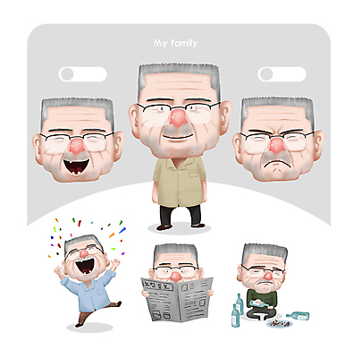 전신 할아버지 노년 남자 얼굴 일러스트 가족 서기 미소 웃음 앉기 여러명 상반신 기쁨 만세 슬픔 분노 축하 신문 찡그림 신문읽기 고독 집중 음주 즐거움 꽃가루 소주 소주병 이모티콘 독거노인 노인남자만 안경낌 월간캐릭터 일러캐릭터 AI파일 캐릭터 감정 안경 다수 컨셉 관계 모션 술병 주류 표정 사람 성인 신체부위 간행물 뉴스 가루 읽기 남자만 노인만 파일형식 벡터