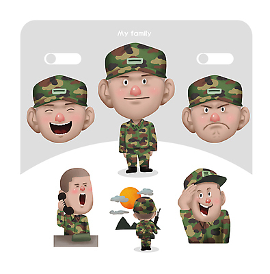 전신 구름 남자 얼굴 일러스트 가족 산 군대 서기 웃음 들기 여러명 상반신 청년 성인 태양 군인 총 분노 찡그림 전화기 군복 통화 경례 이모티콘 군모 병장 성인남자만 청년남자만 월간캐릭터 일러캐릭터 AI파일 자연요소 직업 캐릭터 감정 무기 다수 유니폼 관계 모션 표정 사람 신체부위 인사 군용 국군 남자만 청년만 성인만 파일형식 벡터