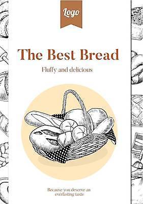 EPS 해외이미지 포스터 빵 일러스트 사람없음 갈색 바구니 흰색 바게트 라인아트 손그림 해외일러스트 선 음식 컬러 파일형식 벡터 이미지허브