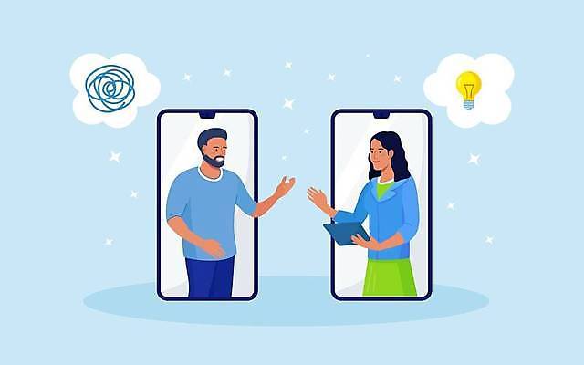EPS 해외이미지 여자 남자 하늘색 생각 일러스트 아이디어 대화 들기 상반신 성인 두명 반짝임 스마트폰 비즈니스맨 비즈니스우먼 손내밀기 서류판 전구모양 화상통화 성인만 해외일러스트 모양 컨셉 비즈니스 전구 모션 말하기 사람 손짓 파란색 핸드폰 스마트기기 사무용품 직장인 통화 파일형식 벡터 이미지허브