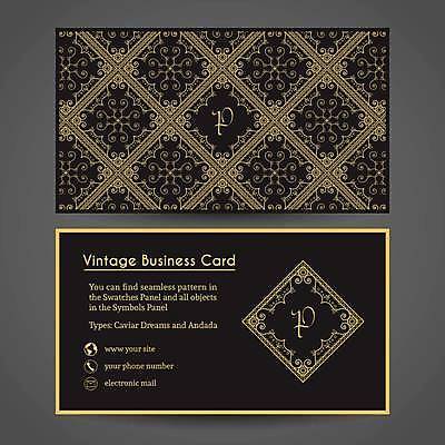 EPS 해외이미지 디자인 패턴 일러스트 명함 사람없음 검은색 금색 빈티지 고급 스타일 해외일러스트 컬러 컨셉 무늬 파일형식 벡터 이미지허브