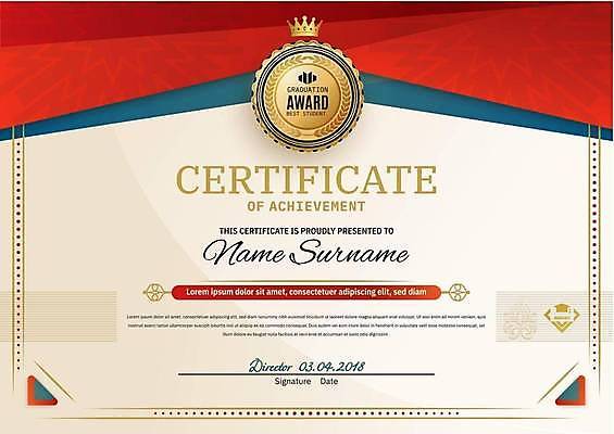 EPS 해외이미지 교육 일러스트 학사모 왕관 타이포그라피 사람없음 빨간색 상패 베이지색 임명장 상장프레임 해외일러스트 문자 모자_잡화 컬러 졸업 프레임 상_우승 파일형식 벡터 이미지허브