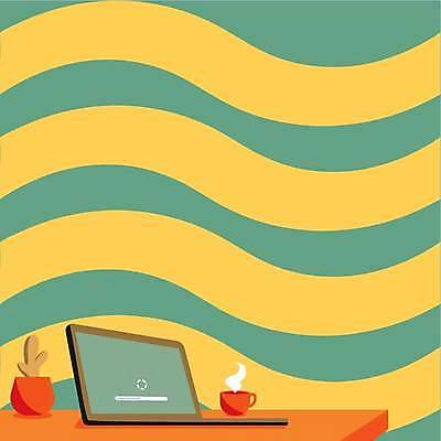 EPS 해외이미지 화분 커피 백그라운드 일러스트 선인장 프레임 사람없음 컵 노트북 카피스페이스 해외일러스트 식물 식기 음료 전자제품 공백 파일형식 벡터 이미지허브