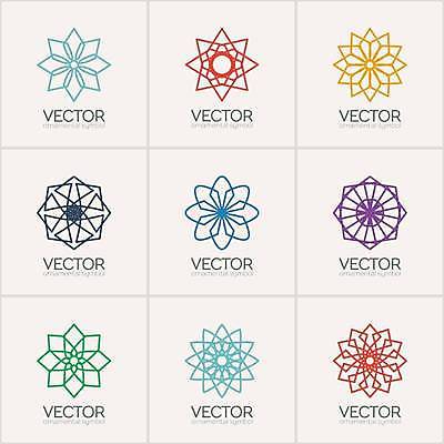 EPS 해외이미지 디자인 일러스트 추상 사람없음 세트 컬러풀 오리엔탈 심볼 만다라 해외일러스트 컬러 무늬 파일형식 벡터 이미지허브