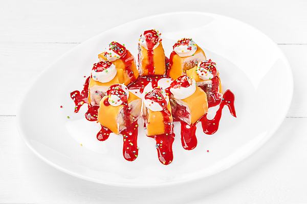 포토 JPG 해외이미지 접시 사람없음 달콤 시럽 롤스시 스프링클 해외포토 식기 장식 초밥 맛 일본음식 파일형식 이미지허브